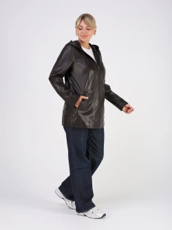 Кожаная куртка демисезонная с капюшоном