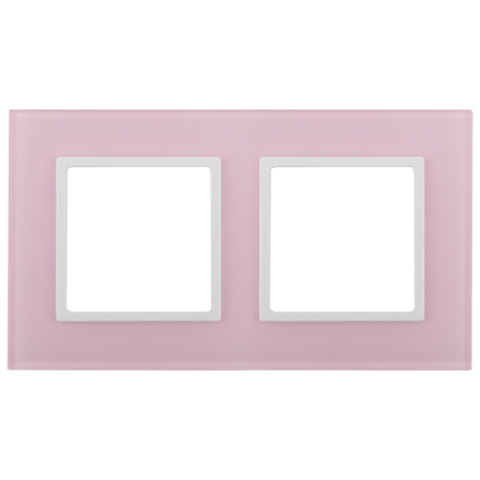 14-5102-30 ЭРА Рамка на 2 поста, стекло, Эра Elegance, розовый+бел