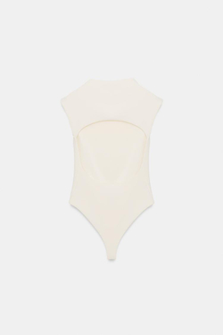 ZARA БОДИ С ВЫРЕЗАМИ ИЗ ЭЛАСТИЧНОЙ ТКАНИ, ЖЕЛТОВАТО-БЕЛЫЙ