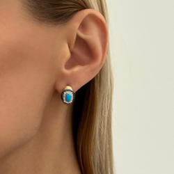 Серьги с Бирюзой, Сапфирами и Бриллиантами, E0087-0/27