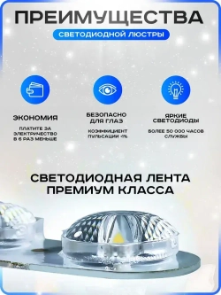 Люстра потолочная светодиодная с пультом. Светильник потолочный 72w, белый