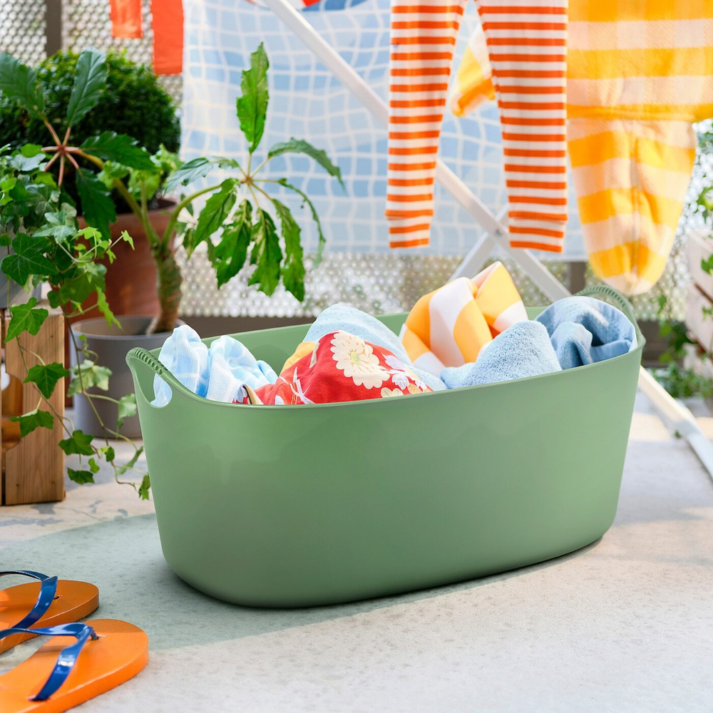 IKEA TORKIS  (ИКЕА ТОРКИС)  -  Корзина для белья Flexi indoor/outdoor, зеленая, 35 л