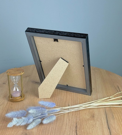 Фоторамка пластиковая 15х21 см, черная, фактура дерево, арт. 1521.628058