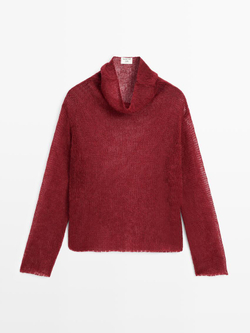 Massimo Dutti Ажурный свитер, винный