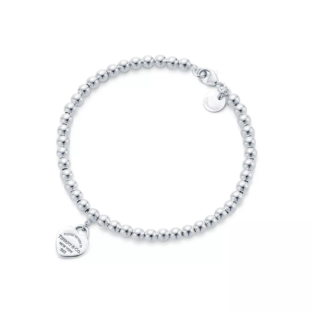 Браслет из серебра, 925 , Tiffany, с сердцем покрытым розовой эмалью💖 В наличии