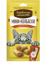 Мини-колбаски с пюре из лосося для кошек Деревенские лакомства (4х10г) набор из 10 упаковок по 40 гр