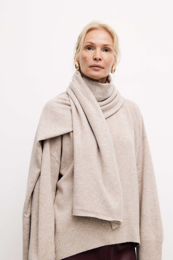 Scarf cashmere and wool beige melange color