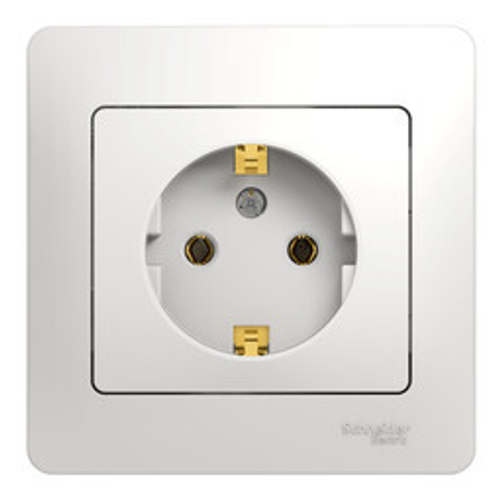 Розетка 1-м СП Glossa 16А IP20 с заземл. в сборе бел. SE GSL000142