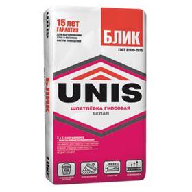 Шпатлевка гипсовая Юнис Блик белый 18 кг