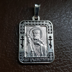 Нательная именная икона святой Константин с серебрением