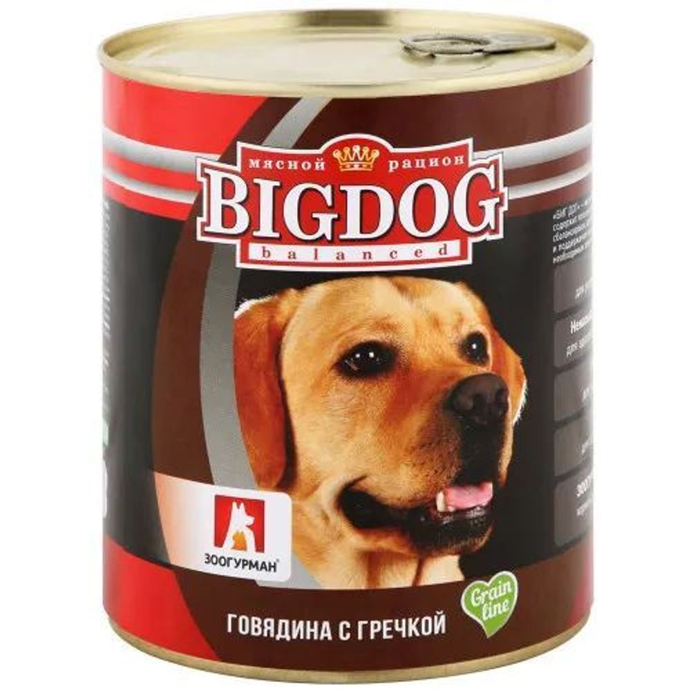 Зоогурман &quot;BIG DOG&quot; влажный корм для собак говядина с гречкой 850 г