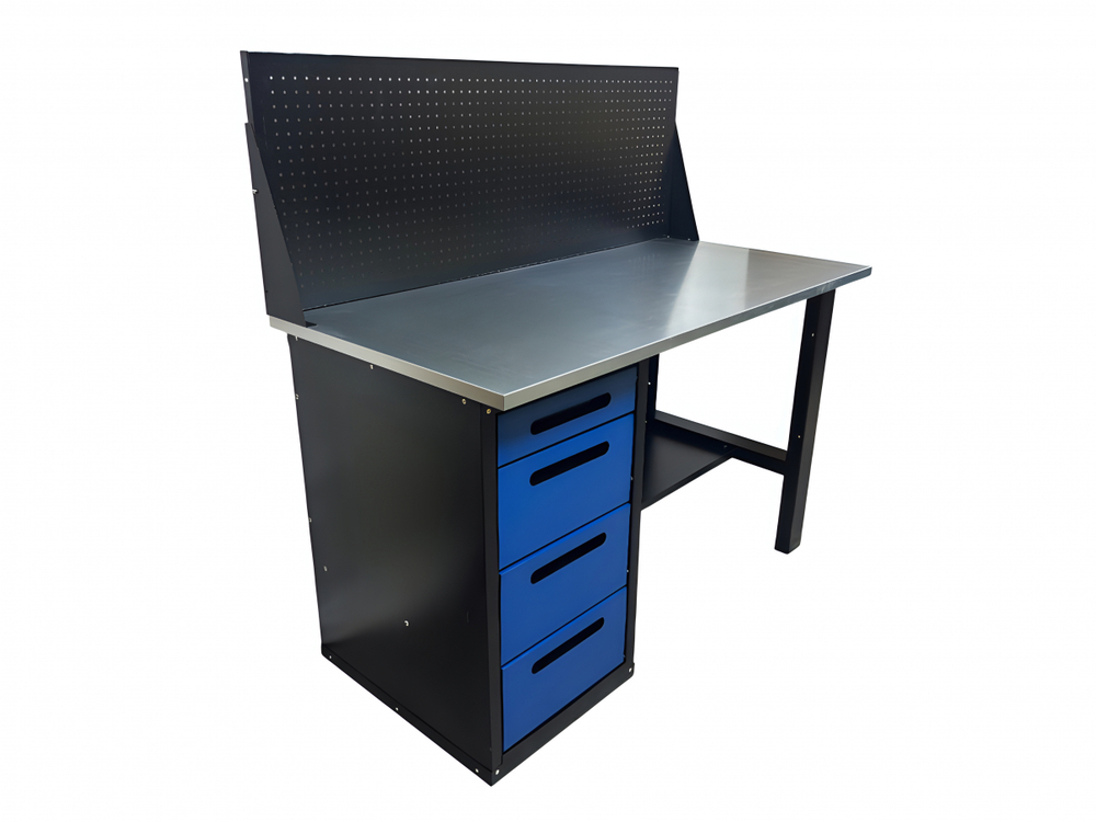 Верстак инструментальный GWT-V1400BL1 Great Wolf, 4 ящика, с экраном, 1400x700