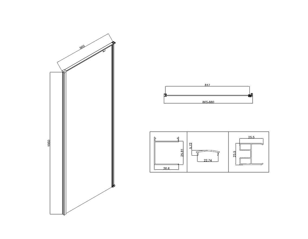 Душевой уголок Slim-N VSR-5SN9090CLB, 900*900, черный, стекло прозрачное