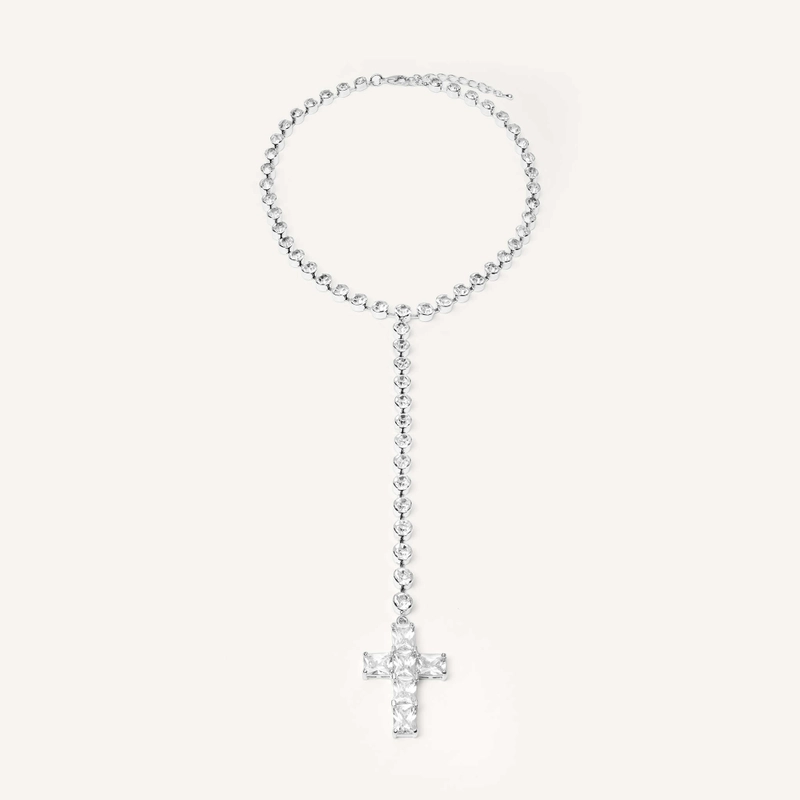 Колье Кристальный Водопад – Прозрачный Крест