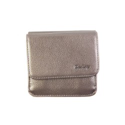 Стильный компактный квадратный женский кошелёк 10х10 см цвета серебристой бронзы из натуральной кожи DC227-12D в подарочной коробке