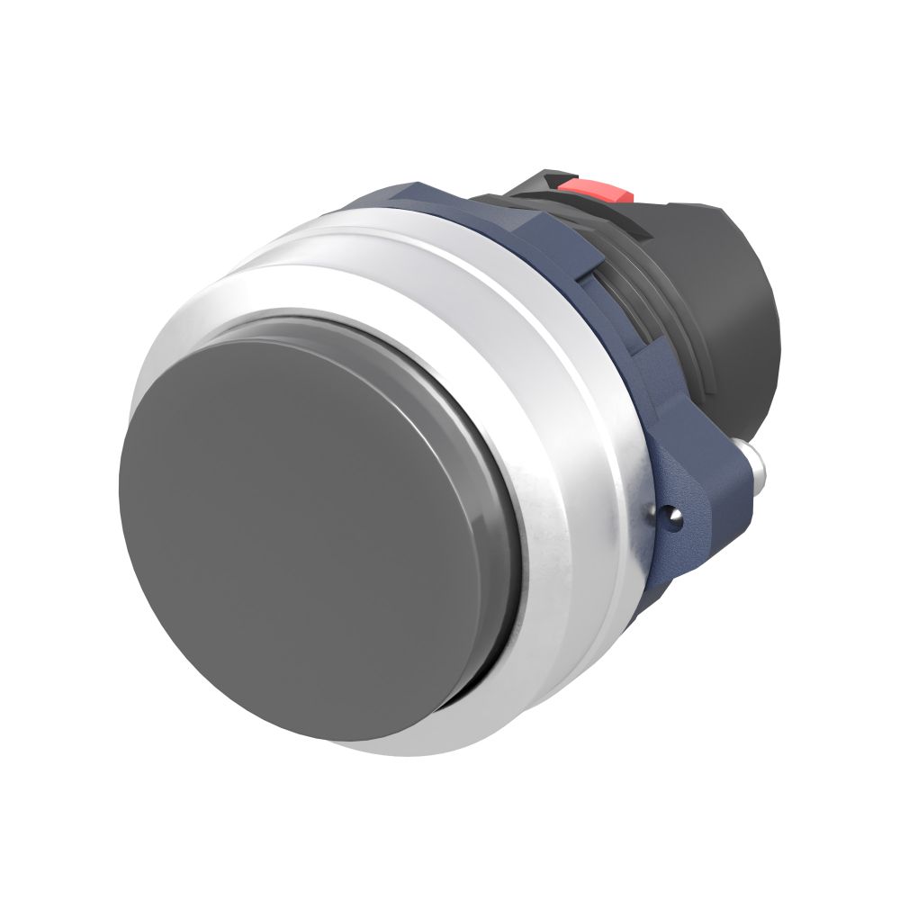 Головка кнопки выпуклая прозрачная без фиксации, желтая, алюминий