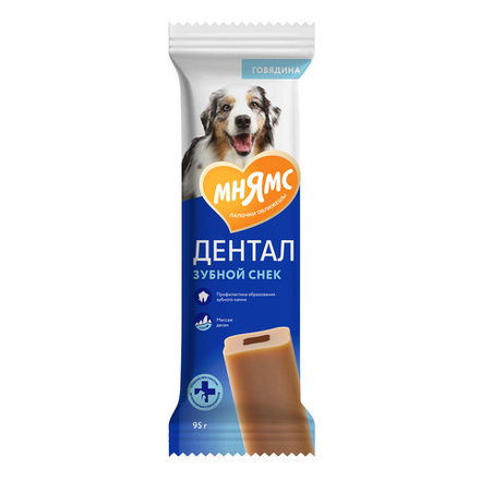 Мнямс лакомство для собак DENTAL "Зубной снек" с говядиной, 95 гр