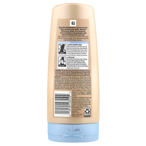 Jergens, Увлажняющее средство Natural Glow для нанесения на влажную кожу, Wet Skin Moisturizer, оттенок Fair to Medium (221 мл)