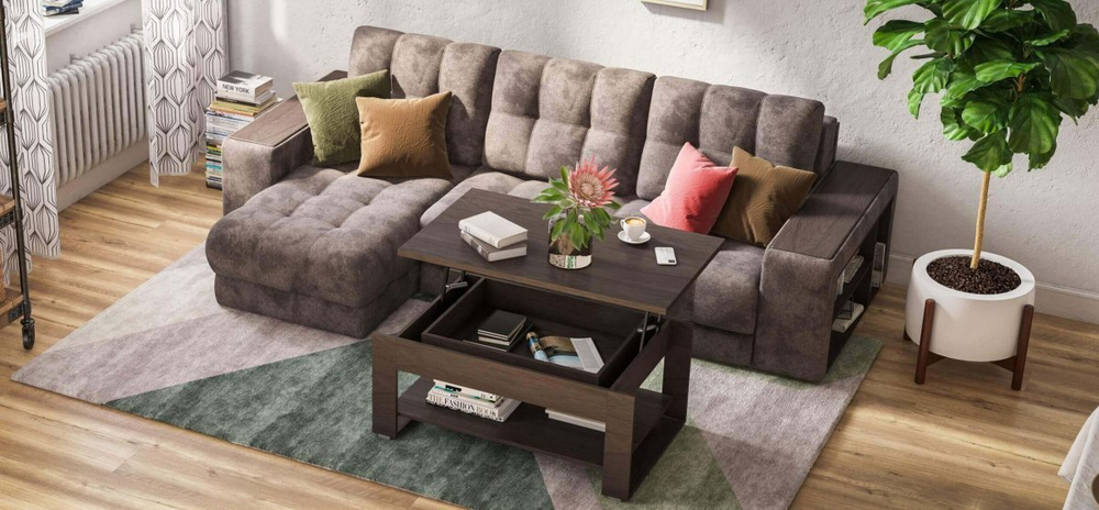 Угловой диван Босс ХЛ Велюр Алькантара серый