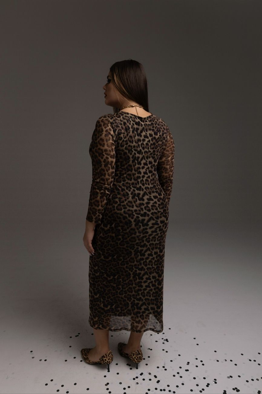 Платье-сетка, леопард