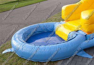 Надувная прямая водная горка с бассейном «История дельфинчика» 9*2,5*4 м