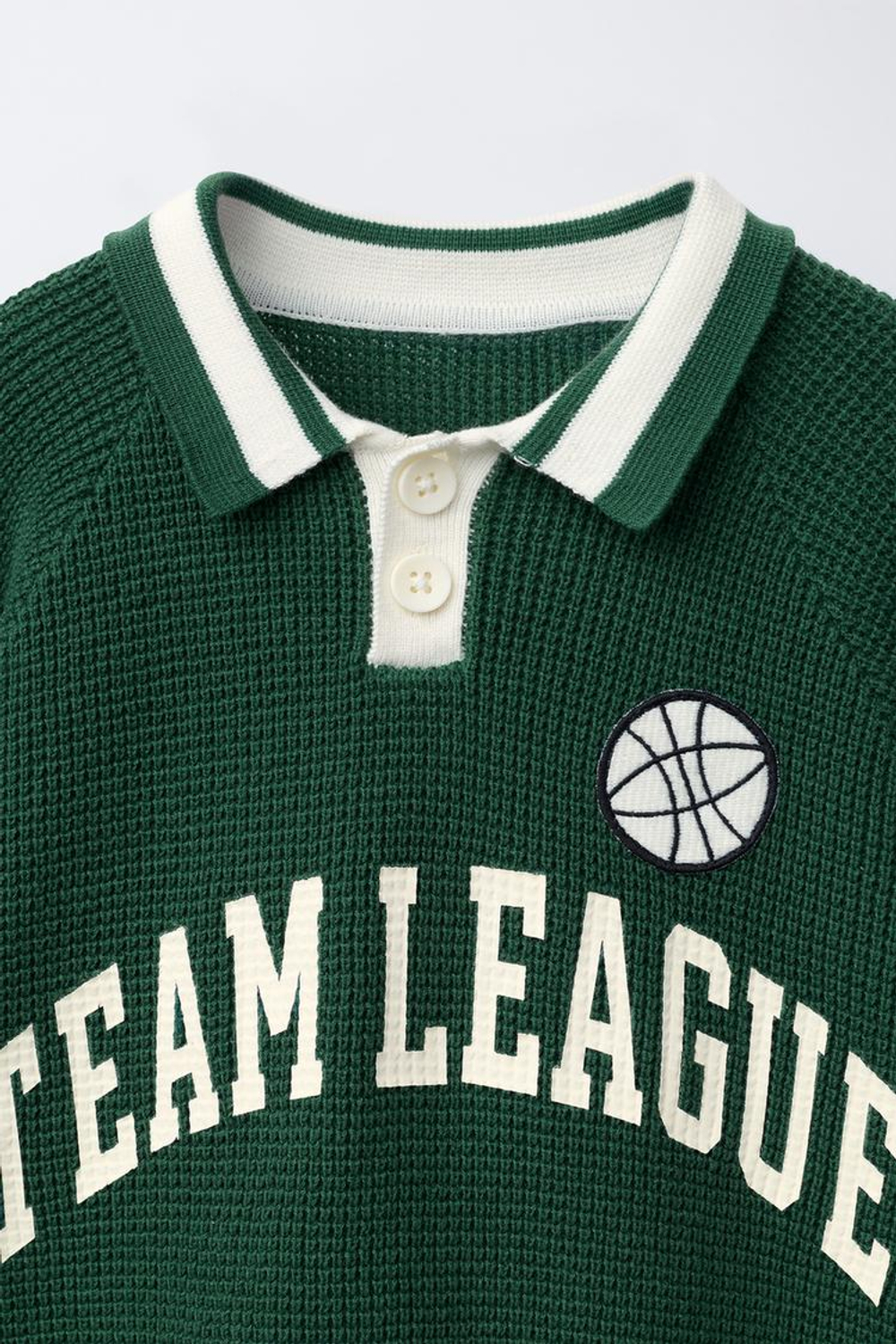 ZARA ПОЛО ВАФЕЛЬНОЙ ВЯЗКИ, МЯГКИЙ ЗЕЛЕНЫЙ