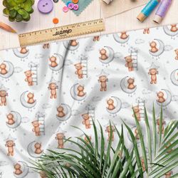 Ткань оксфорд 600 медвежонок на луне