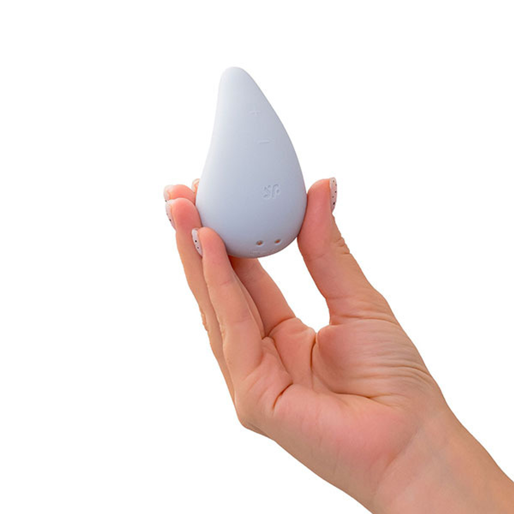Голубой вибромассажер в форме капли 8,1см Satisfyer Dew Drop