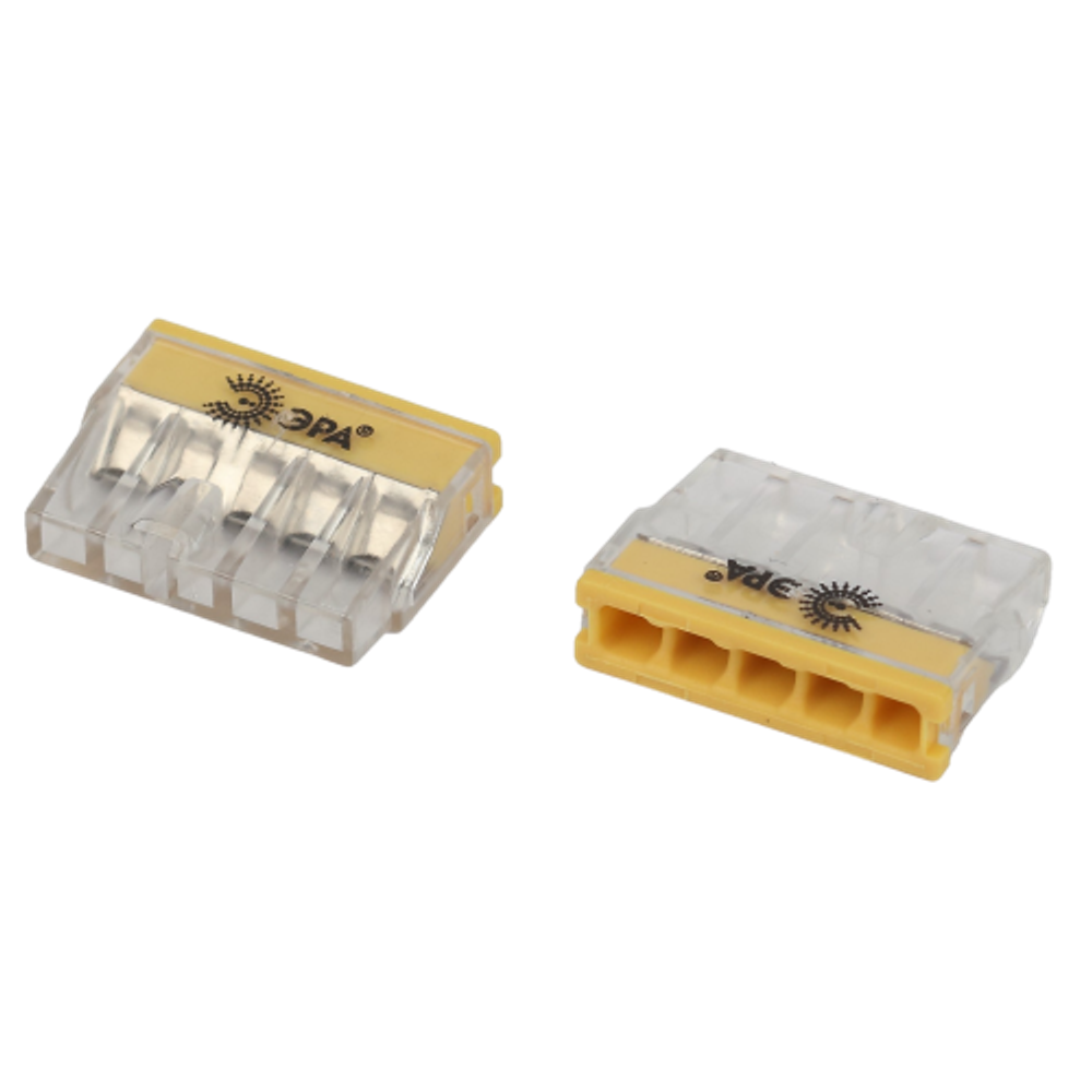 Клемма ЭРА NO-225-435 быстрозажимная 2273-205 компактная 5-проводная 0.2-2.5 мм2 (упаковка 2 шт.)