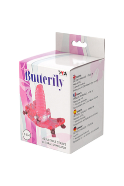 Вибробабочка TOYFA, PVC, розовый, 6,5 см