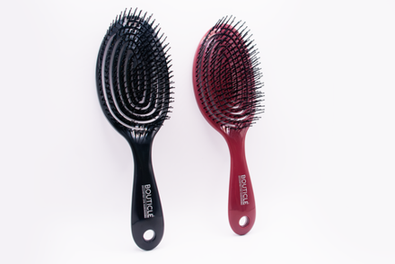 Профессиональная гибкая расческа для волос с двойными зубьями, бордовая - FLEXIBLE HAIRBRUSH