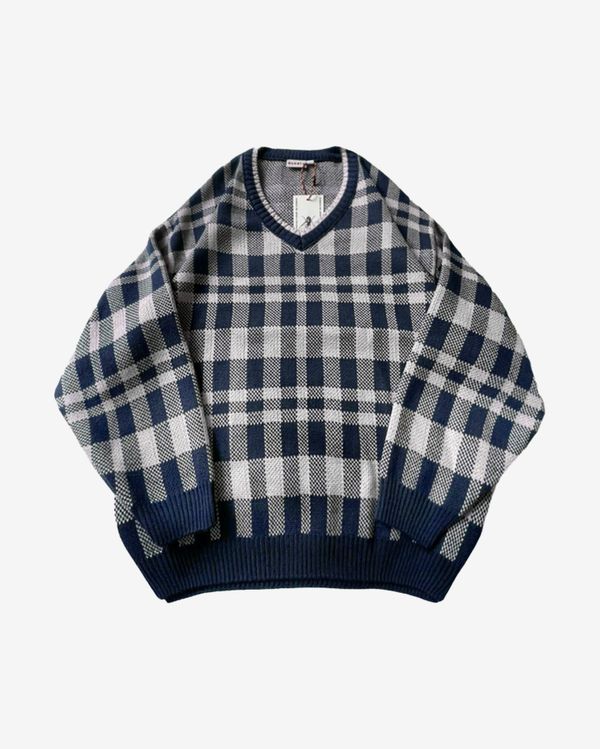 Свитер Шашки Синий - фото 1