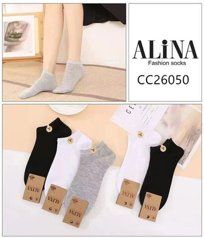 Женские короткие однотонные носки без рисунка - 10 шт