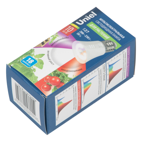 LED-A60-10W/SPM3/E27/CL PLP35WH MULTIPLANT Лампа светодиодная для растений. Форма A, прозрачная. Три спектра для проращивания, роста и цветения. Кар