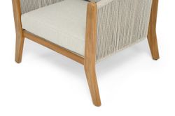 "Сидней" кресло плетеное из роупа, основание тик, каркас алюминий бежевый, роуп бежевый, ткань бежевая