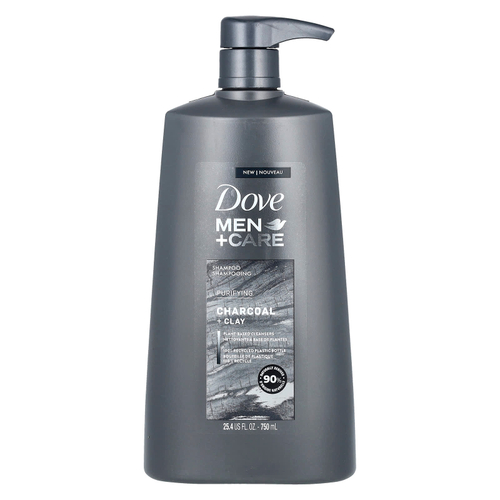 Dove, Men + Care, шампунь, очищающий, уголь и глина, 750 мл (25,4 жидк. унц.)