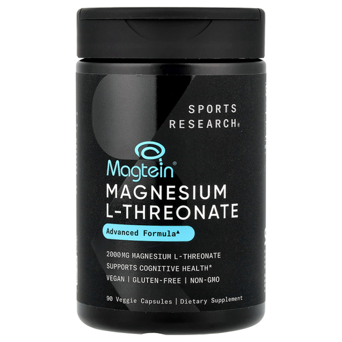 Sports Research, Magtein®, L-треонат магния, 90 растительных капсул (666 мг в 1 капсуле)