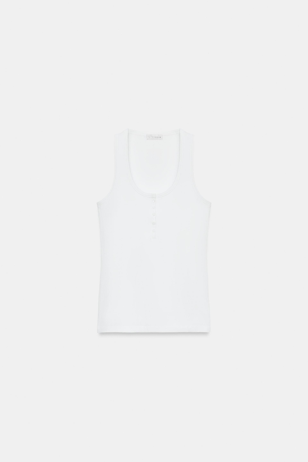 ZARA ТОП С ЛЬНЯНЫМИ ПУГОВИЦАМИ, БЕЛЫЙ