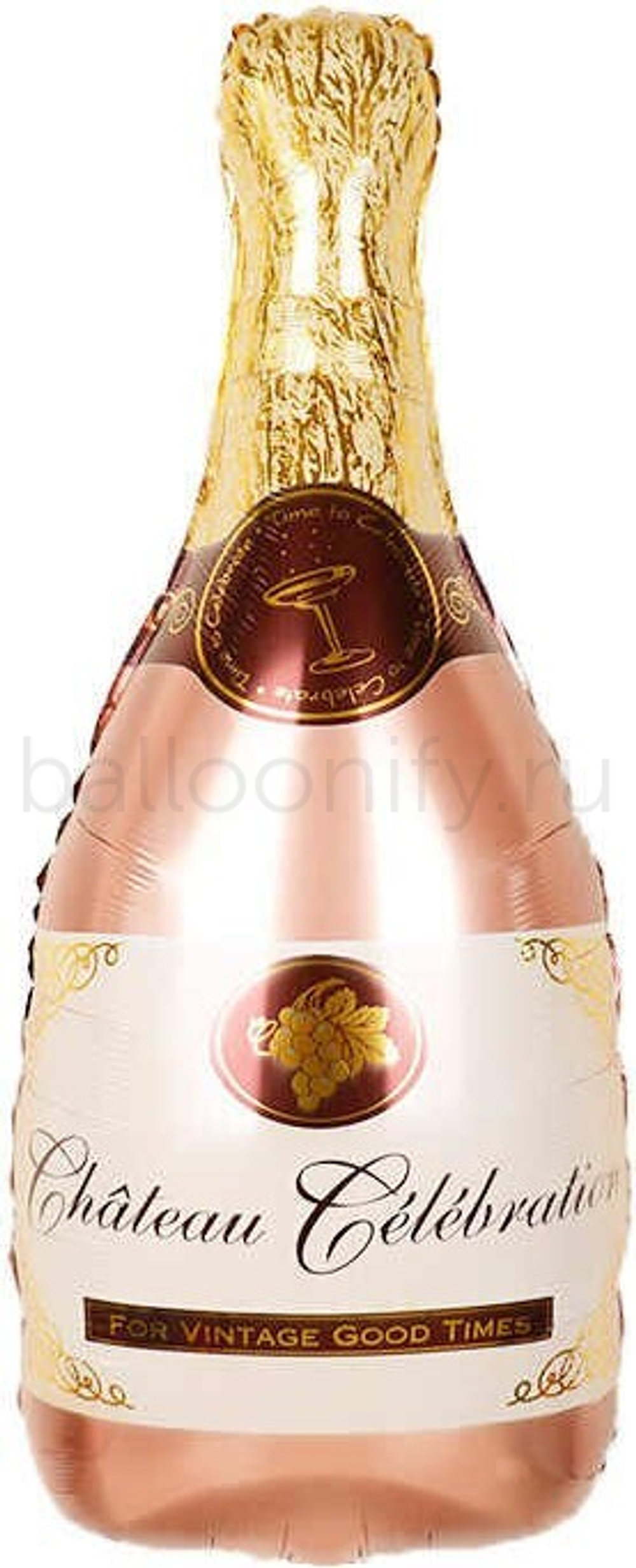 Шар (40''/102 см) Фигура, Бутылка Шампанское, Розовое Золото, 1 шт.