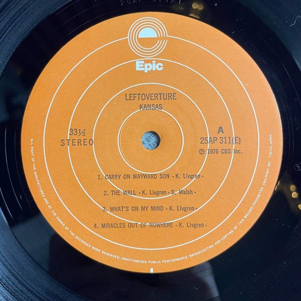 Винтажная виниловая пластинка LP Kansas Leftoverture (Japan 1976) (Obi) Carry On Wayward Son