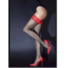 Чулки с красным кружевом ,(2/3) SM 42-46 (Цвет: черный с красным)