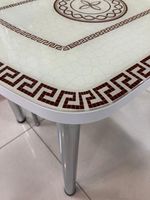 Стол разд Стеклянный подстолье прямое хром Царг.пояс белый Ст-ца греческий белый (белая) ф/п