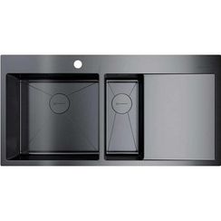 Мойка Omoikiri Akisame 100-2-GM-L нерж.сталь/вороненая сталь (4973103)