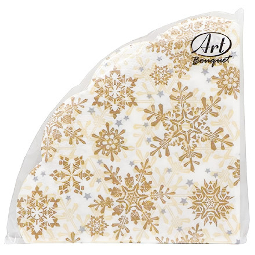 Rondo Салфетка кругл.12шт,3хсл.Золотые снежики