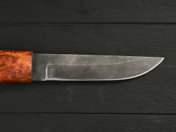 Нож шейный Ханты-Манси, дамасская сталь, рукоять мореная карельская берёза