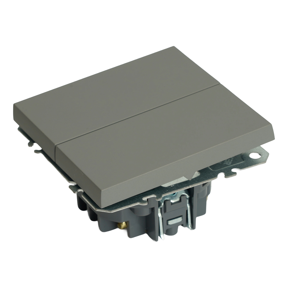 Переключатель перекрестный 2-клавишный (механизм), STEKKER, 250В, 10А, серия Эмили, RSW10-5111-10, платиново-серый, soft touch 50166