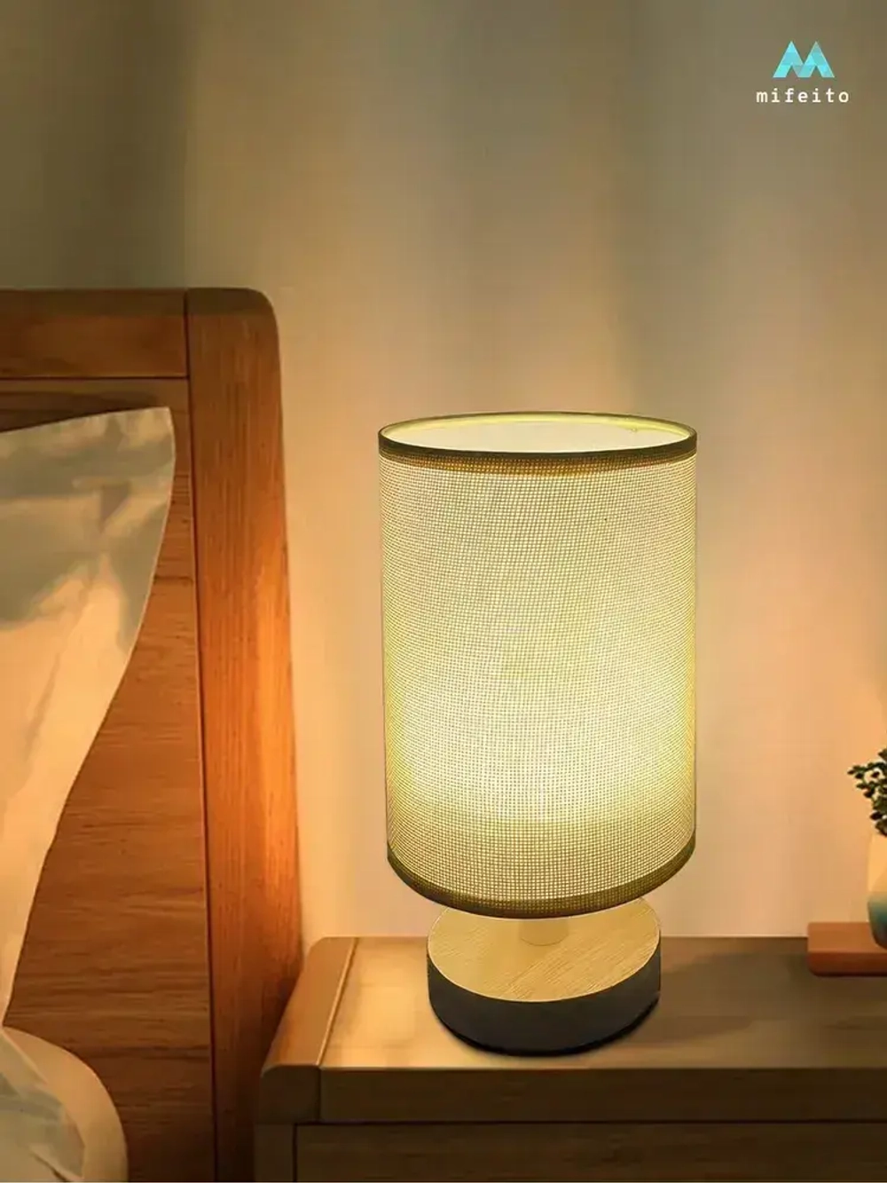 Mifeito Светильник настольный основа из натурального дерева