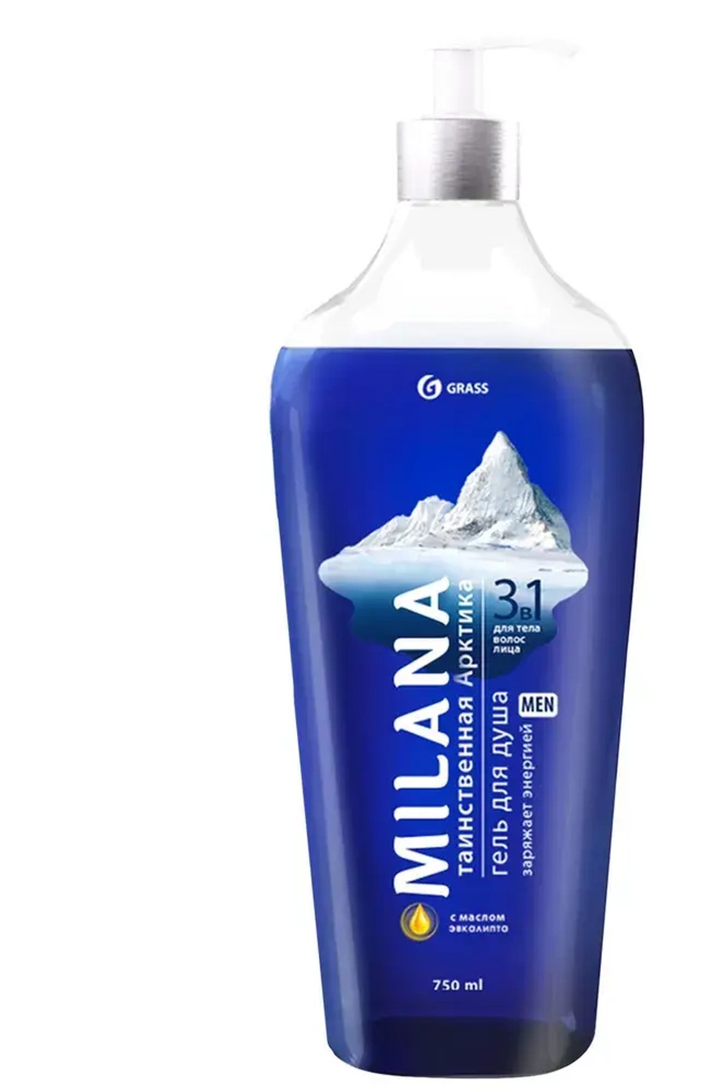 Гель для душа Grass Milana Men Таинственная арктика, 750 мл