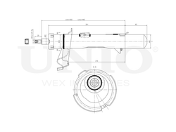 Амортизатор газовый передней подвески левый UNIO SAB-10357