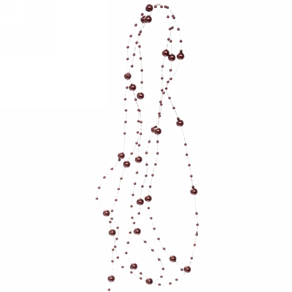 Бусы на ёлку 2м «Роса» d-7,5мм, Шоколад